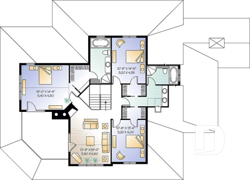 Étage - Superbe modèle de maison champêtre 4 chambres, garage triple, chambre des maîtres au r-d-c, foyer, buanderie - Héritage 4