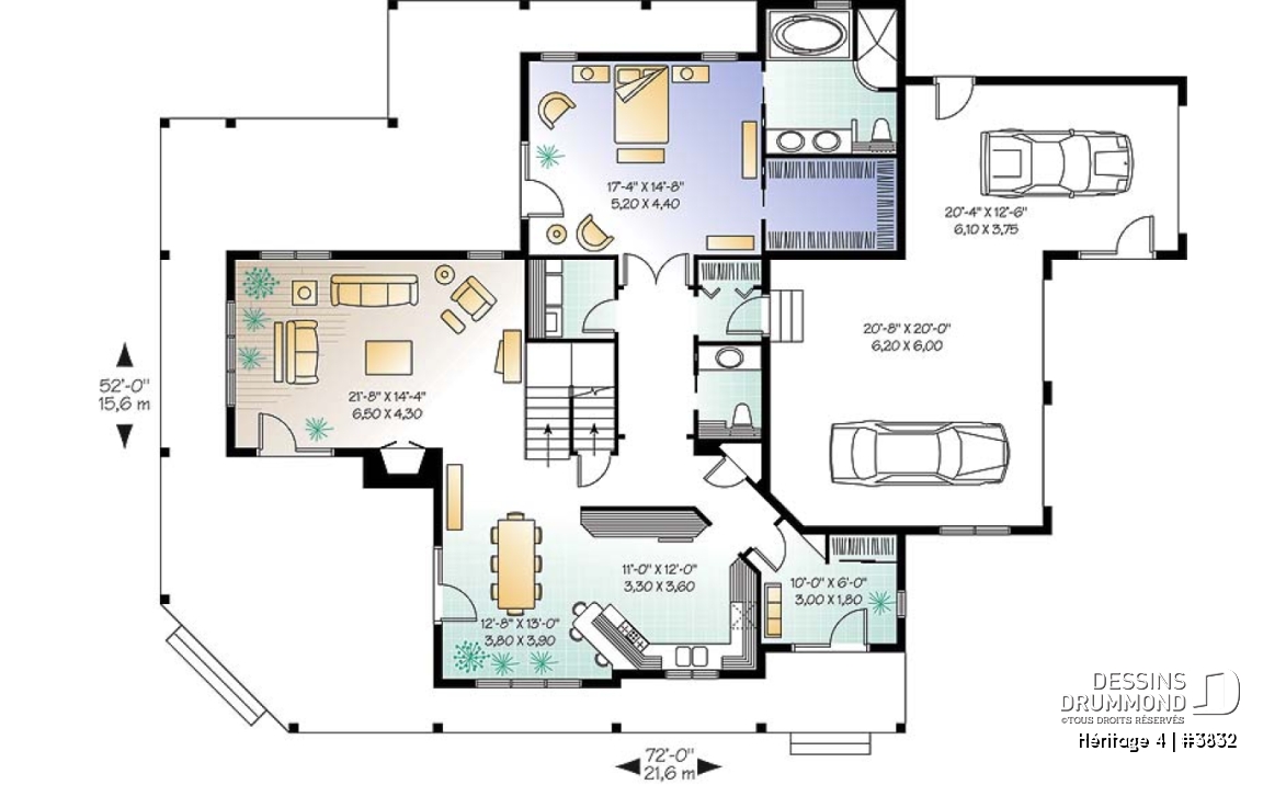 Rez-de-chaussée - Superbe modèle de maison champêtre 4 chambres, garage triple, chambre des maîtres au r-d-c, foyer, buanderie - Héritage 4