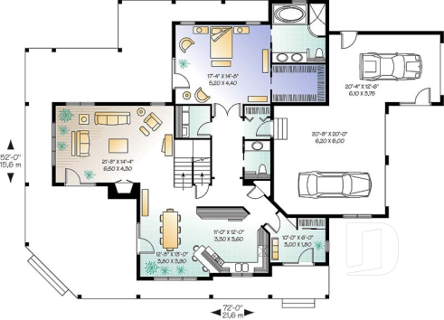 Rez-de-chaussée - Superbe modèle de maison champêtre 4 chambres, garage triple, chambre des maîtres au r-d-c, foyer, buanderie - Héritage 4
