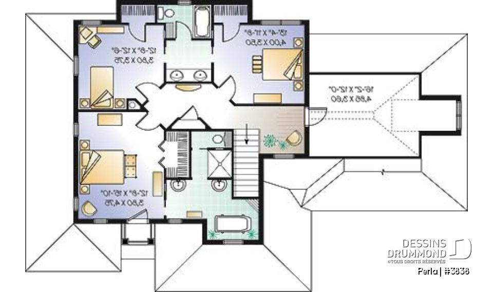 Étage - Maison d'inspiration espagnole, 3 à 4 chambres, grande chambres des maîtres, grande suicine, garage double - Perla