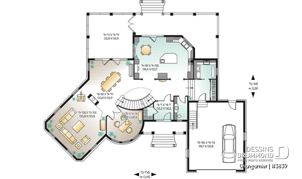 Rez-de-chaussée - Imposante maison de 4 à 5 chambres, plafond 10' au rdc, cathédrale au salon, mezzanine, garage double - Changarnier