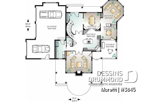 Rez-de-chaussée - Plan de style champêtre, 4 chambres, coin buanderie au r-d-c, garage triple, 2 foyers, superbe suite parents - Moretti