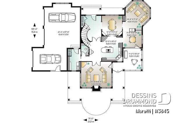 Rez-de-chaussée - Plan de style champêtre, 4 chambres, coin buanderie au r-d-c, garage triple, 2 foyers, superbe suite parents - Moretti