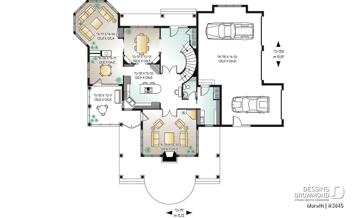 Rez-de-chaussée - Plan de style champêtre, 4 chambres, coin buanderie au r-d-c, garage triple, 2 foyers, superbe suite parents - Moretti