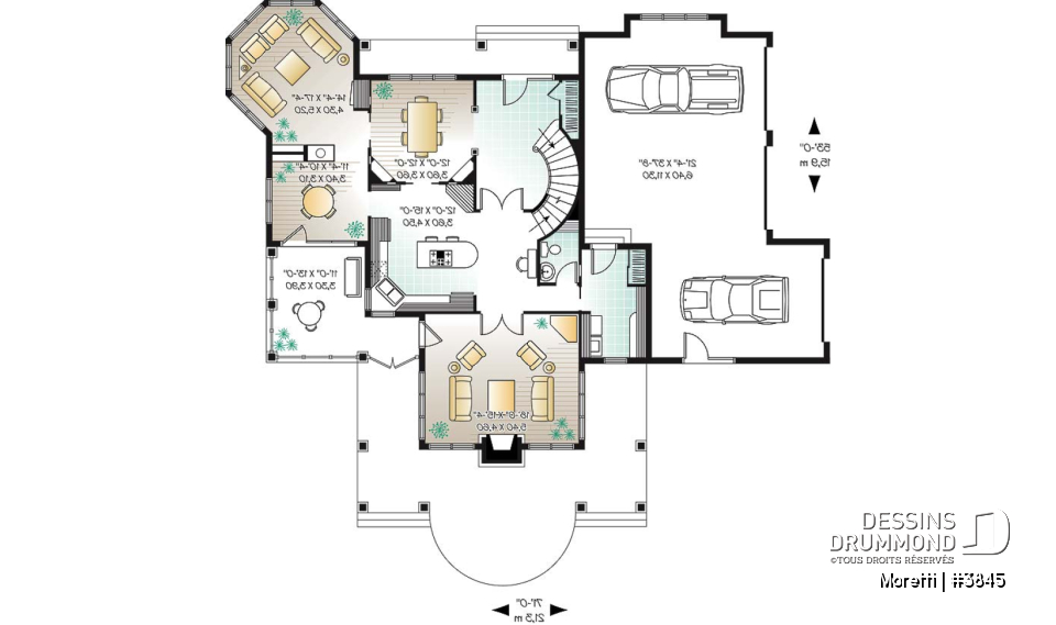 Rez-de-chaussée - Plan de style champêtre, 4 chambres, coin buanderie au r-d-c, garage triple, 2 foyers, superbe suite parents - Moretti