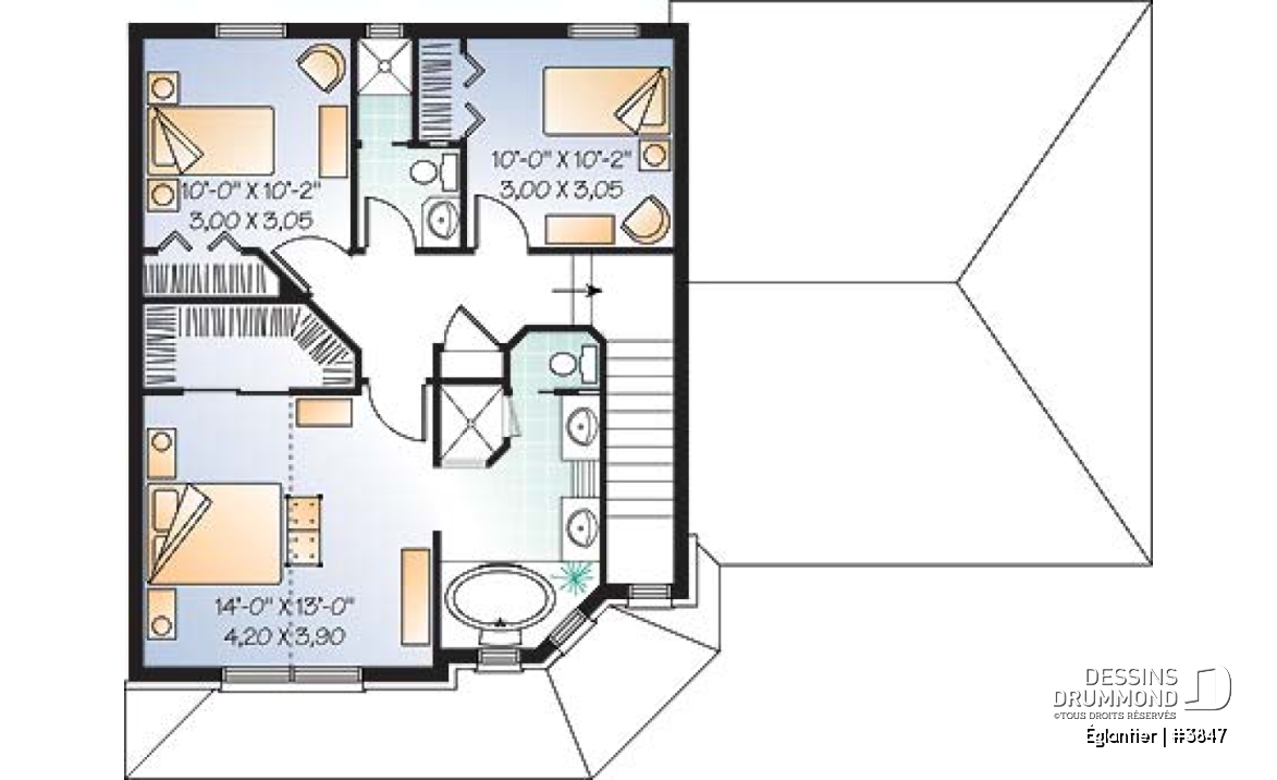 Étage - Maison à étage de style européen, garage double, superbe suite des maîtres à l'étage, 3 chambres - Églantier