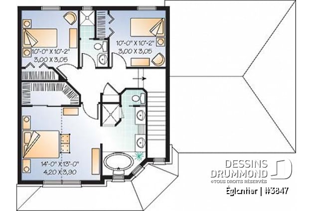 Étage - Maison à étage de style européen, garage double, superbe suite des maîtres à l'étage, 3 chambres - Églantier