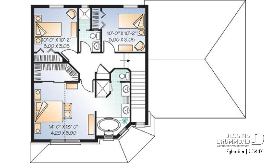Étage - Maison à étage de style européen, garage double, superbe suite des maîtres à l'étage, 3 chambres - Églantier