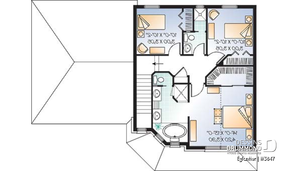 Étage - Maison à étage de style européen, garage double, superbe suite des maîtres à l'étage, 3 chambres - Églantier