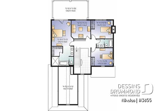 Étage - Plan de maison 4 chambres, garage double, chambre des parents avec balcon privé, bureau à domicile - Nikolas