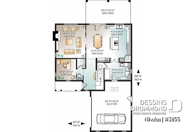 Rez-de-chaussée - Plan de maison 4 chambres, garage double, chambre des parents avec balcon privé, bureau à domicile - Nikolas