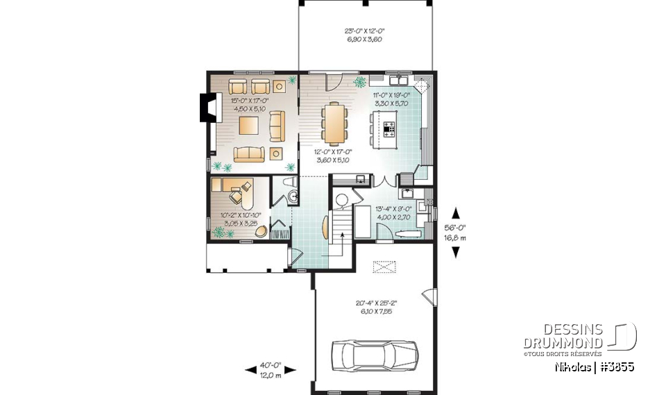 Rez-de-chaussée - Plan de maison 4 chambres, garage double, chambre des parents avec balcon privé, bureau à domicile - Nikolas