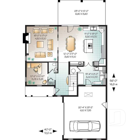 Rez-de-chaussée - Plan de maison 4 chambres, garage double, chambre des parents avec balcon privé, bureau à domicile - Nikolas