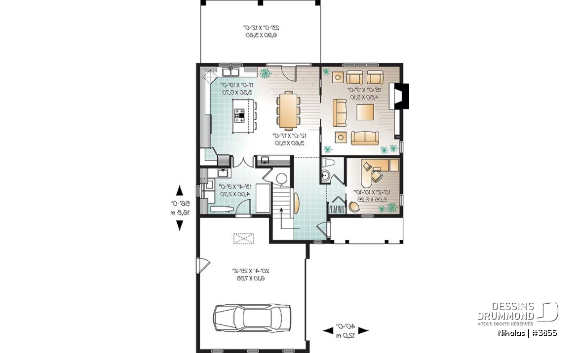 Rez-de-chaussée - Plan de maison 4 chambres, garage double, chambre des parents avec balcon privé, bureau à domicile - Nikolas