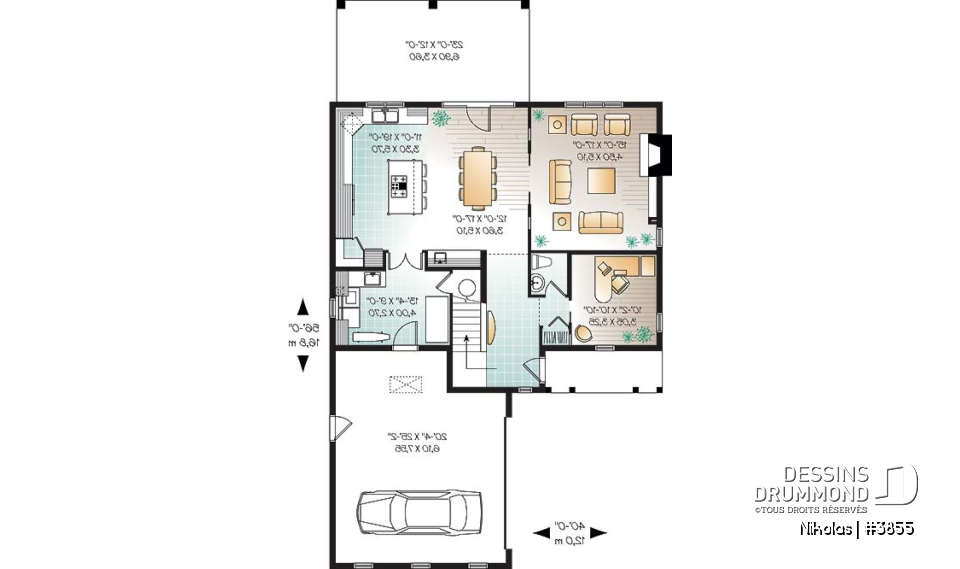 Rez-de-chaussée - Plan de maison 4 chambres, garage double, chambre des parents avec balcon privé, bureau à domicile - Nikolas