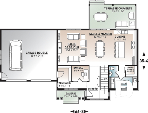 Rez-de-chaussée - Plan 2 étages de 4 chambres avec garage double, bureau, garde-manger, vestiaire et suite des maîtres - Nikolas 3