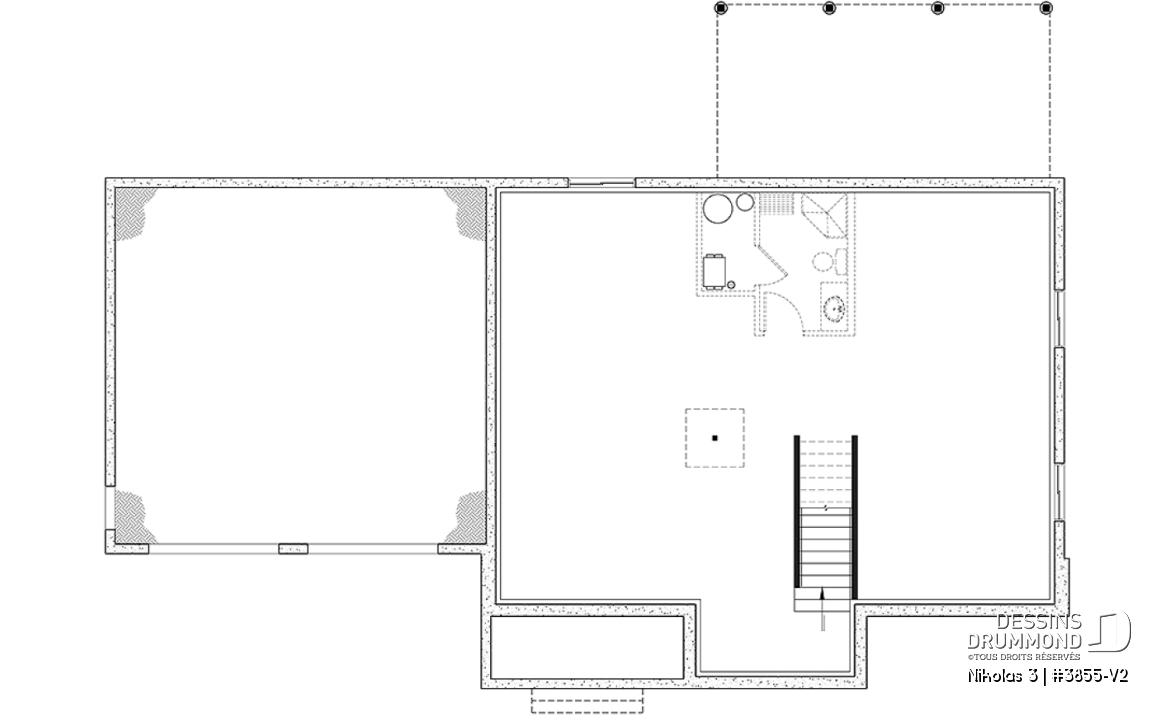 Sous-sol - Plan 2 étages de 4 chambres avec garage double, bureau, garde-manger, vestiaire et suite des maîtres - Nikolas 3