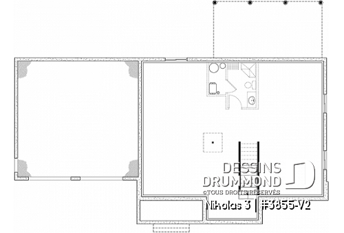 Sous-sol - Plan 2 étages de 4 chambres avec garage double, bureau, garde-manger, vestiaire et suite des maîtres - Nikolas 3