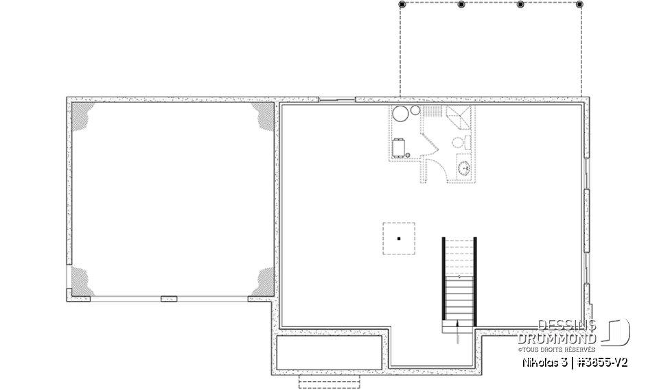 Sous-sol - Plan 2 étages de 4 chambres avec garage double, bureau, garde-manger, vestiaire et suite des maîtres - Nikolas 3