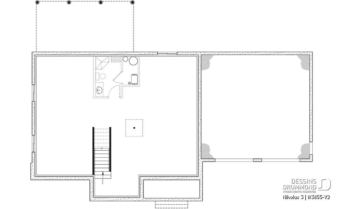 Sous-sol - Plan 2 étages de 4 chambres avec garage double, bureau, garde-manger, vestiaire et suite des maîtres - Nikolas 3