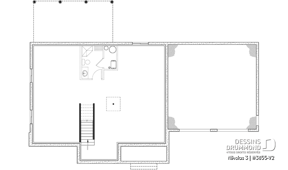 Sous-sol - Plan 2 étages de 4 chambres avec garage double, bureau, garde-manger, vestiaire et suite des maîtres - Nikolas 3