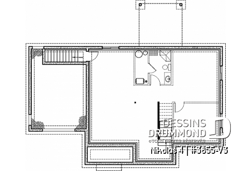 Sous-sol - Magnifique plan de maison farmhouse champêtre 3 chambres, garage, bureau, vestiaire, garde-manger - Nikolas 4