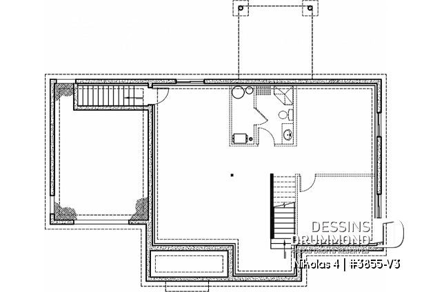 Sous-sol - Magnifique plan de maison farmhouse champêtre 3 chambres, garage, bureau, vestiaire, garde-manger - Nikolas 4