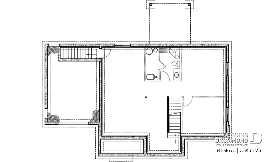 Sous-sol - Magnifique plan de maison farmhouse champêtre 3 chambres, garage, bureau, vestiaire, garde-manger - Nikolas 4