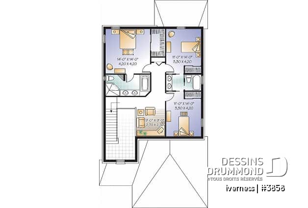 Étage - Plan de cottage conçu pour terrain étroit, 3 chambres, bureau à domicile, garage double, superbe plancher - Iverness
