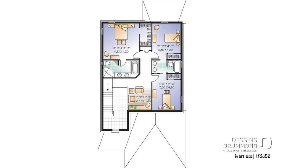 Étage - Plan de cottage conçu pour terrain étroit, 3 chambres, bureau à domicile, garage double, superbe plancher - Iverness
