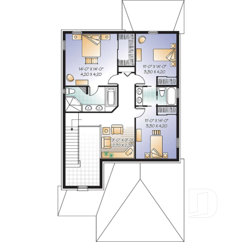 Étage - Plan de cottage conçu pour terrain étroit, 3 chambres, bureau à domicile, garage double, superbe plancher - Iverness