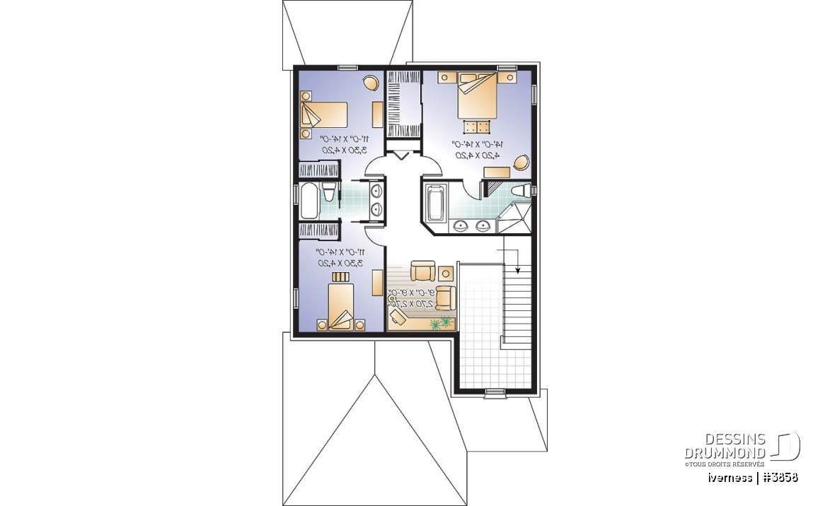 Étage - Plan de cottage conçu pour terrain étroit, 3 chambres, bureau à domicile, garage double, superbe plancher - Iverness