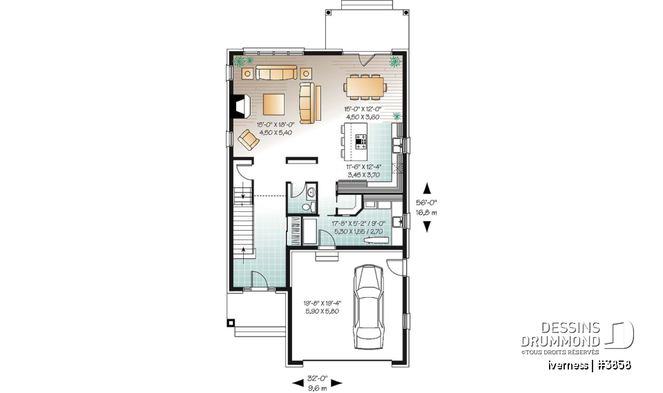 Rez-de-chaussée - Plan de cottage conçu pour terrain étroit, 3 chambres, bureau à domicile, garage double, superbe plancher - Iverness