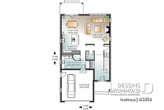 Rez-de-chaussée - Plan de cottage conçu pour terrain étroit, 3 chambres, bureau à domicile, garage double, superbe plancher - Iverness