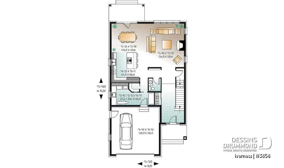 Rez-de-chaussée - Plan de cottage conçu pour terrain étroit, 3 chambres, bureau à domicile, garage double, superbe plancher - Iverness