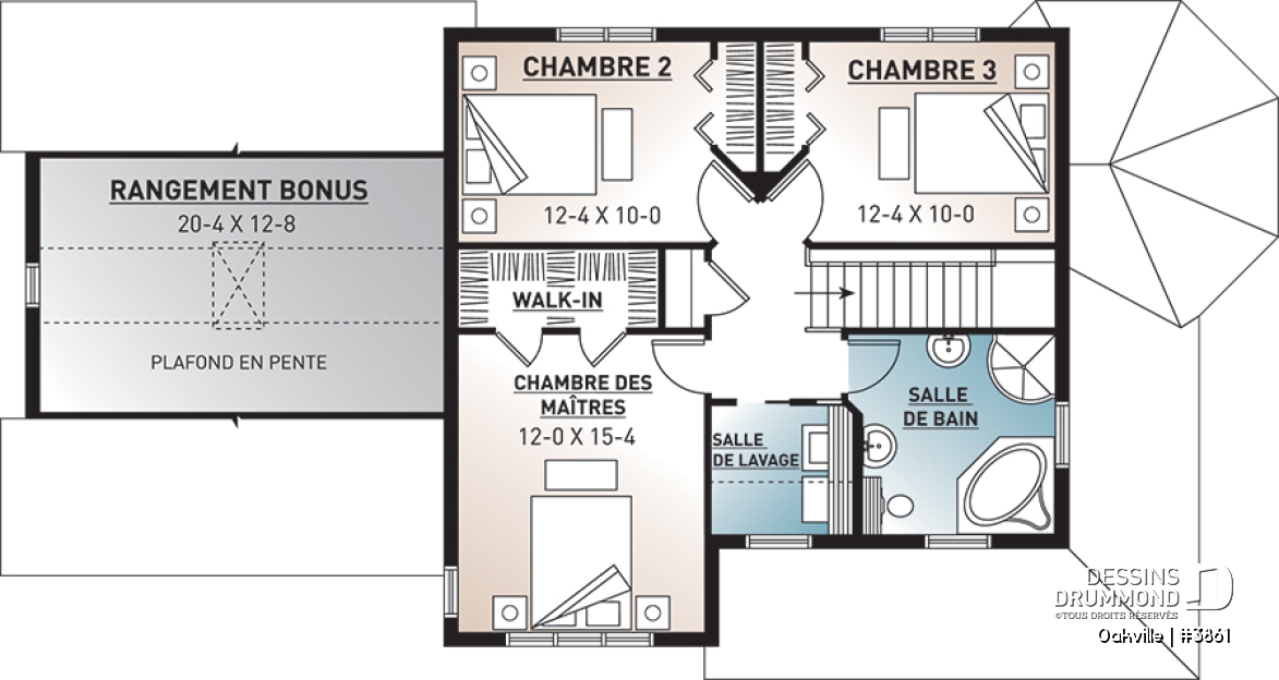 Étage - Plan de maison style farmhouse, 3 chambres avec garage double, bureau à domicile, buanderie à l'étage - Oakville