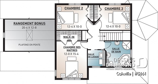 Étage - Plan de maison style farmhouse, 3 chambres avec garage double, bureau à domicile, buanderie à l'étage - Oakville