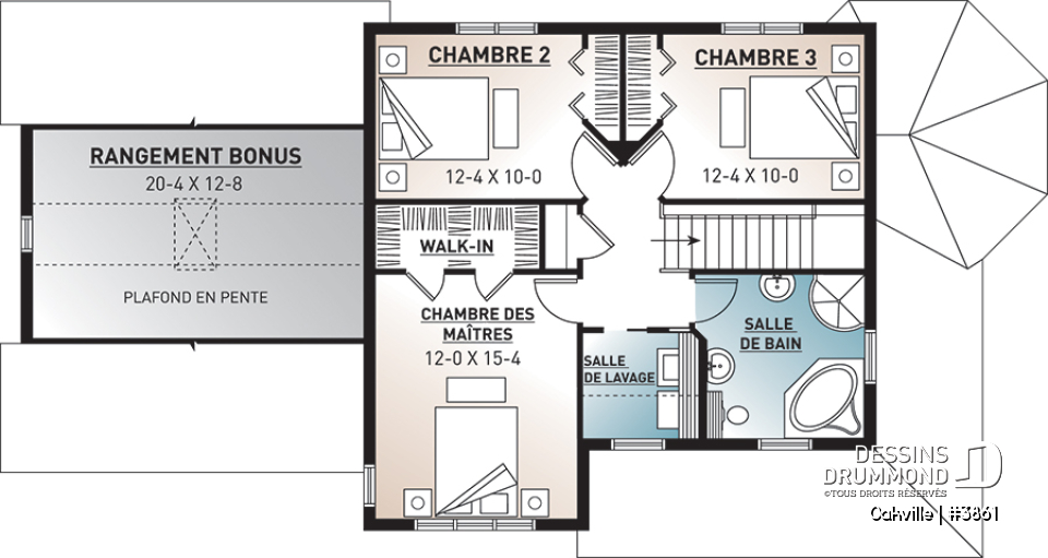 Étage - Plan de maison style farmhouse, 3 chambres avec garage double, bureau à domicile, buanderie à l'étage - Oakville