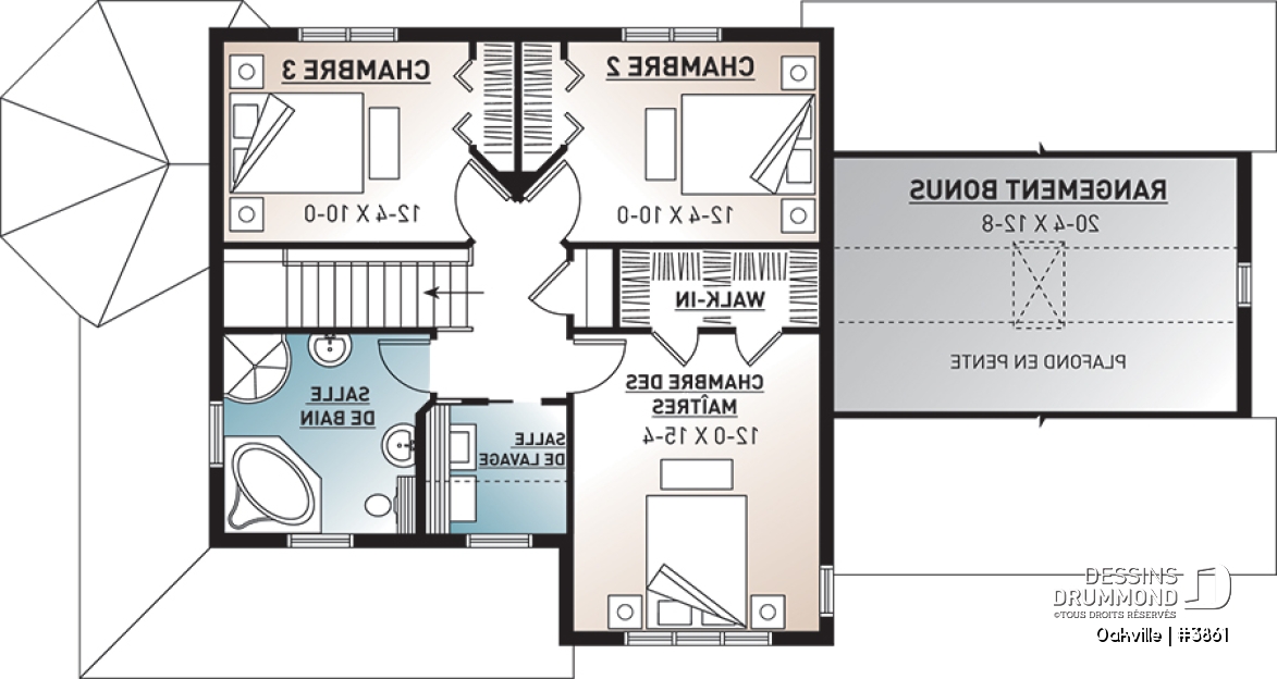 Étage - Plan de maison style farmhouse, 3 chambres avec garage double, bureau à domicile, buanderie à l'étage - Oakville