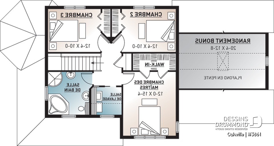 Étage - Plan de maison style farmhouse, 3 chambres avec garage double, bureau à domicile, buanderie à l'étage - Oakville