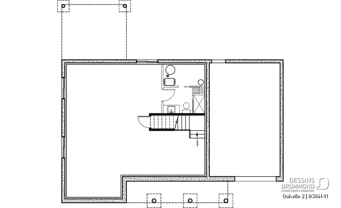Sous-sol - Plan de maison Farmhouse à étage, 3 chambres + bureau, garage simple, grande cuisine avec garde-manger - Oakville 2