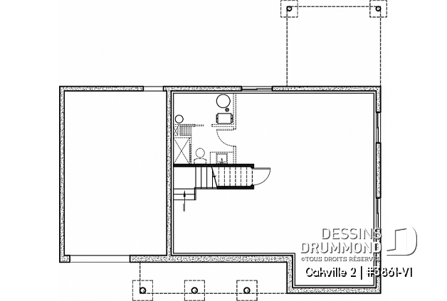 Sous-sol - Plan de maison Farmhouse à étage, 3 chambres + bureau, garage simple, grande cuisine avec garde-manger - Oakville 2