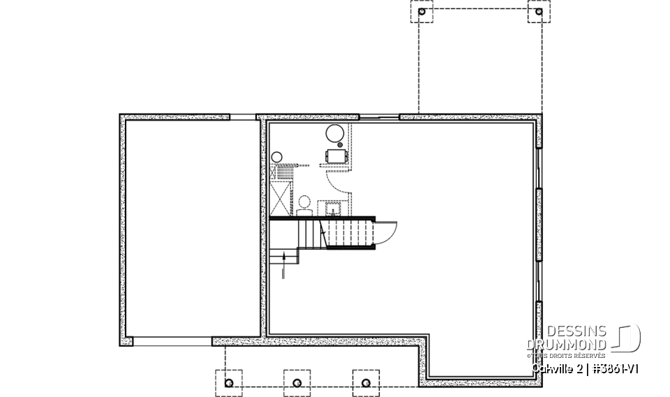 Sous-sol - Plan de maison Farmhouse à étage, 3 chambres + bureau, garage simple, grande cuisine avec garde-manger - Oakville 2