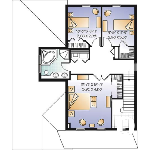 Étage - Plan de maison avec garage, superbe foyer, balcon à la salle à manger, 3 chambres, buanderie à l'étage - Conch