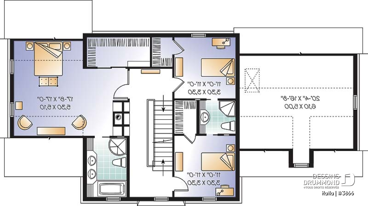 Étage - Plan de maison familiale à trois étages avec aire ouverte, bureau, espace boni et sous-sol aménageable - Kaïla