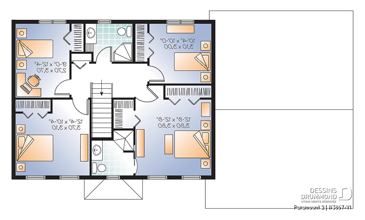 Étage - Plan de maison 4 chambres, 2.5 salles de bain, garage double, 2 garde-mangers, salle d'eau, buanderie au 1er - Paramount 2