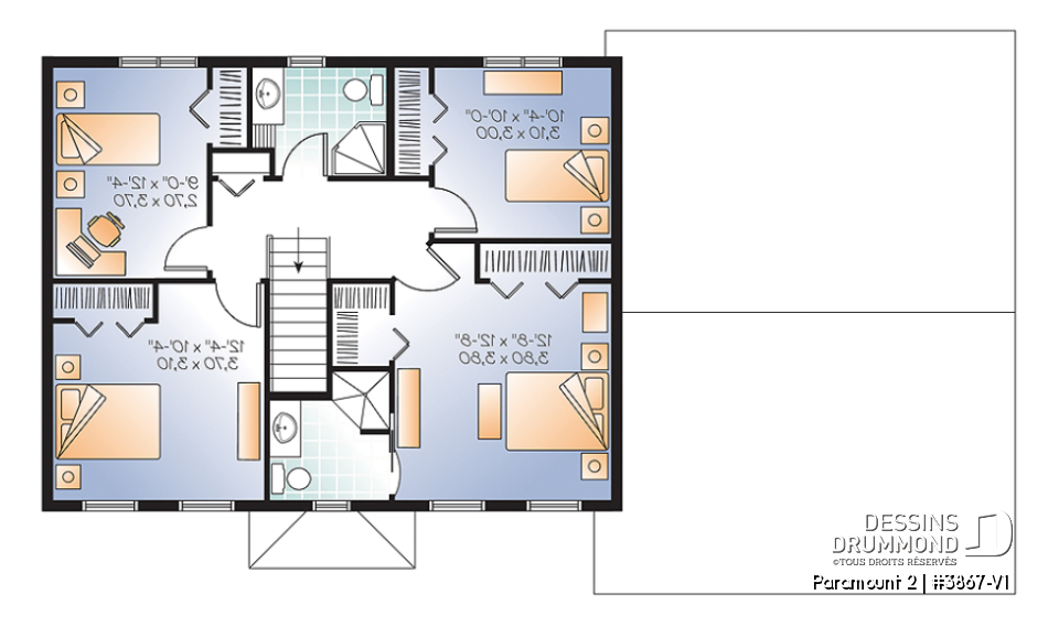 Étage - Plan de maison 4 chambres, 2.5 salles de bain, garage double, 2 garde-mangers, salle d'eau, buanderie au 1er - Paramount 2