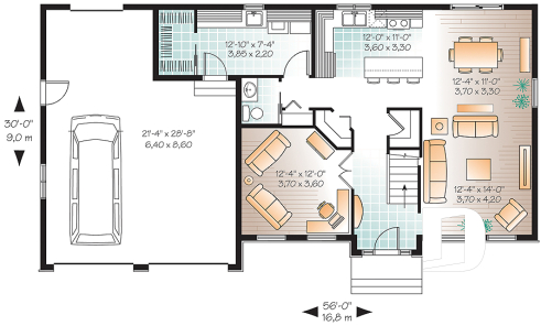 Rez-de-chaussée - Plan de maison 4 chambres, 2.5 salles de bain, garage double, 2 garde-mangers, salle d'eau, buanderie au 1er - Paramount 2
