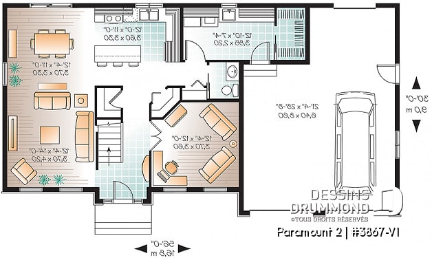 Rez-de-chaussée - Plan de maison 4 chambres, 2.5 salles de bain, garage double, 2 garde-mangers, salle d'eau, buanderie au 1er - Paramount 2