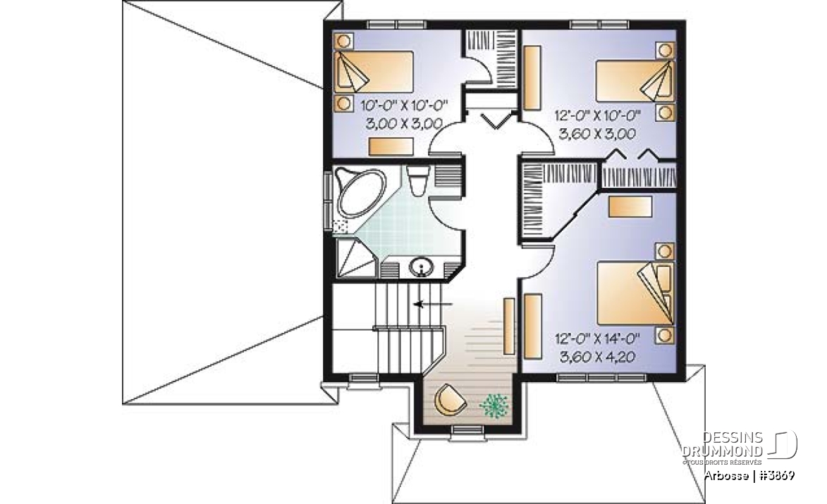 Étage - Plan de maison offrant garage, 3 chambres, coin lecture - Arbosse